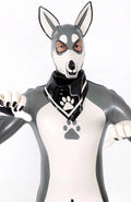 Metallic Silver Male Grey Donkey Latex Catsuit
