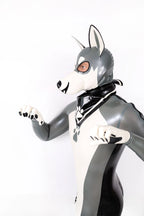 Metallic Silver Male Grey Donkey Latex Catsuit
