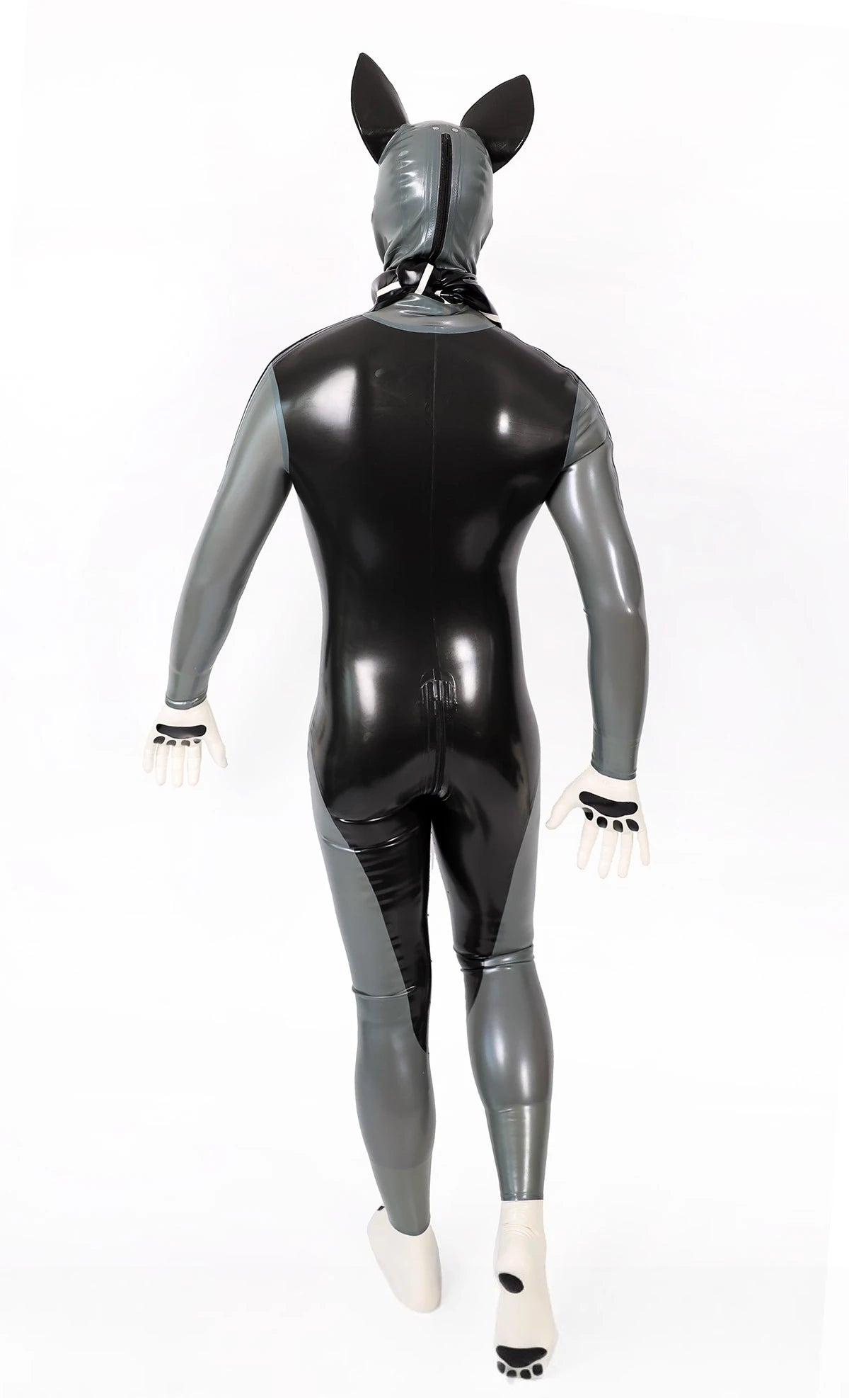 Metallic Silver Male Grey Donkey Latex Catsuit