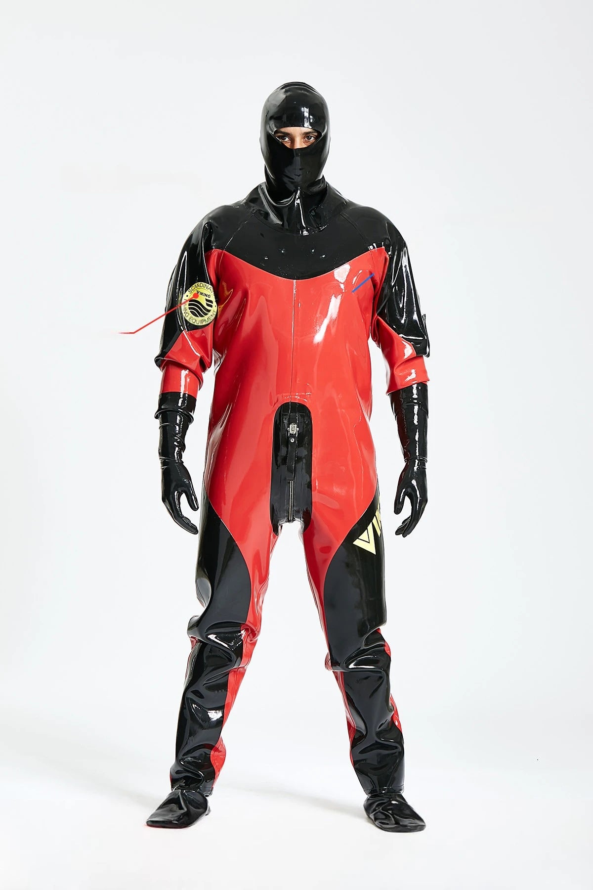 Red Male Heavy Duty Latex Viking Latex Drysuit