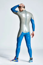 Metallic Silver Male 'Hexagramite' Latex Catsuit