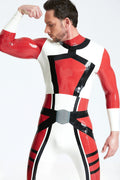 Red Male 'Hieroglyph'' Latex Catsuit