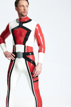 Red Male 'Hieroglyph'' Latex Catsuit
