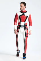 Red Male 'Hieroglyph'' Latex Catsuit