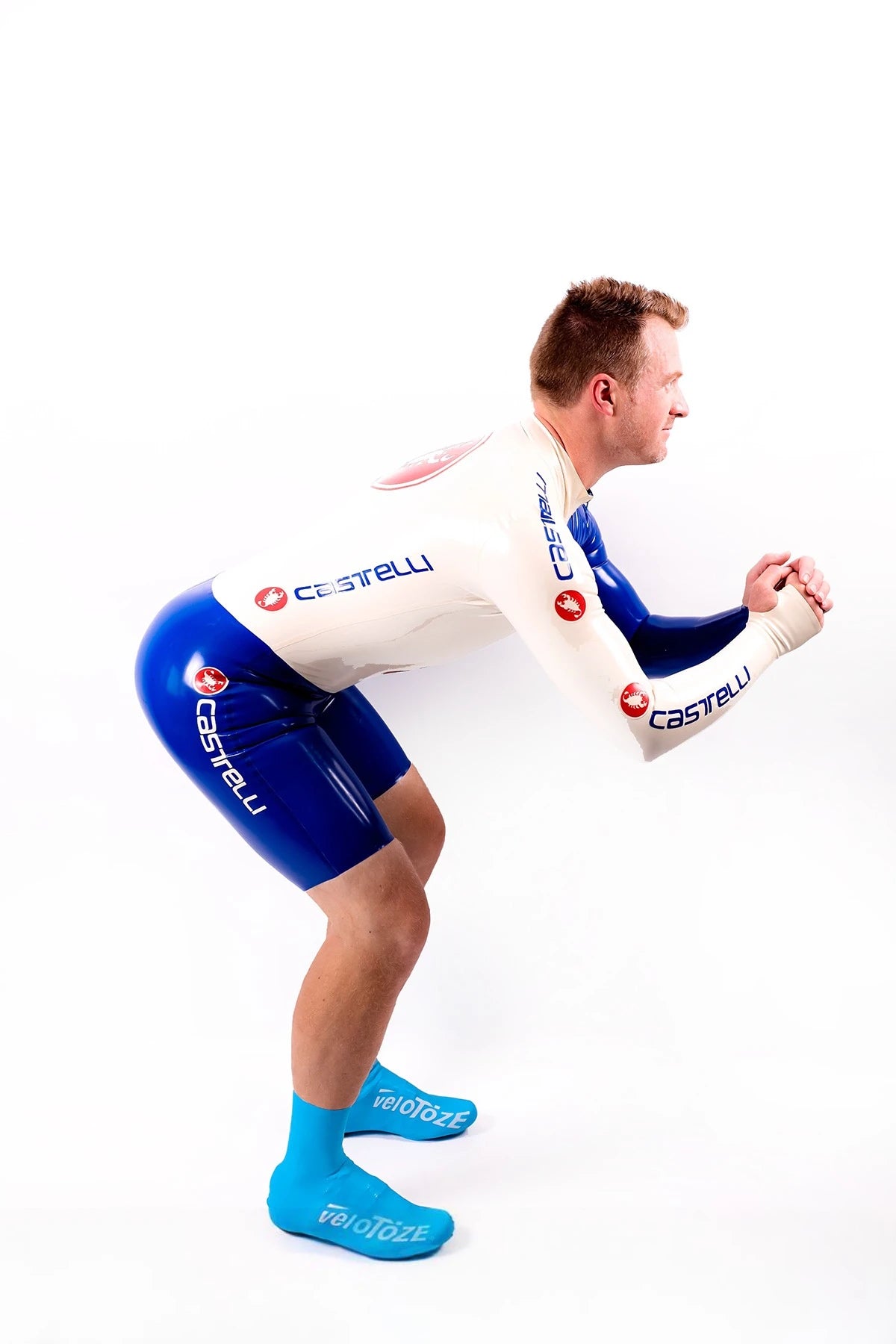 Royal Blue Male Italian Style Cycling Latex Suit