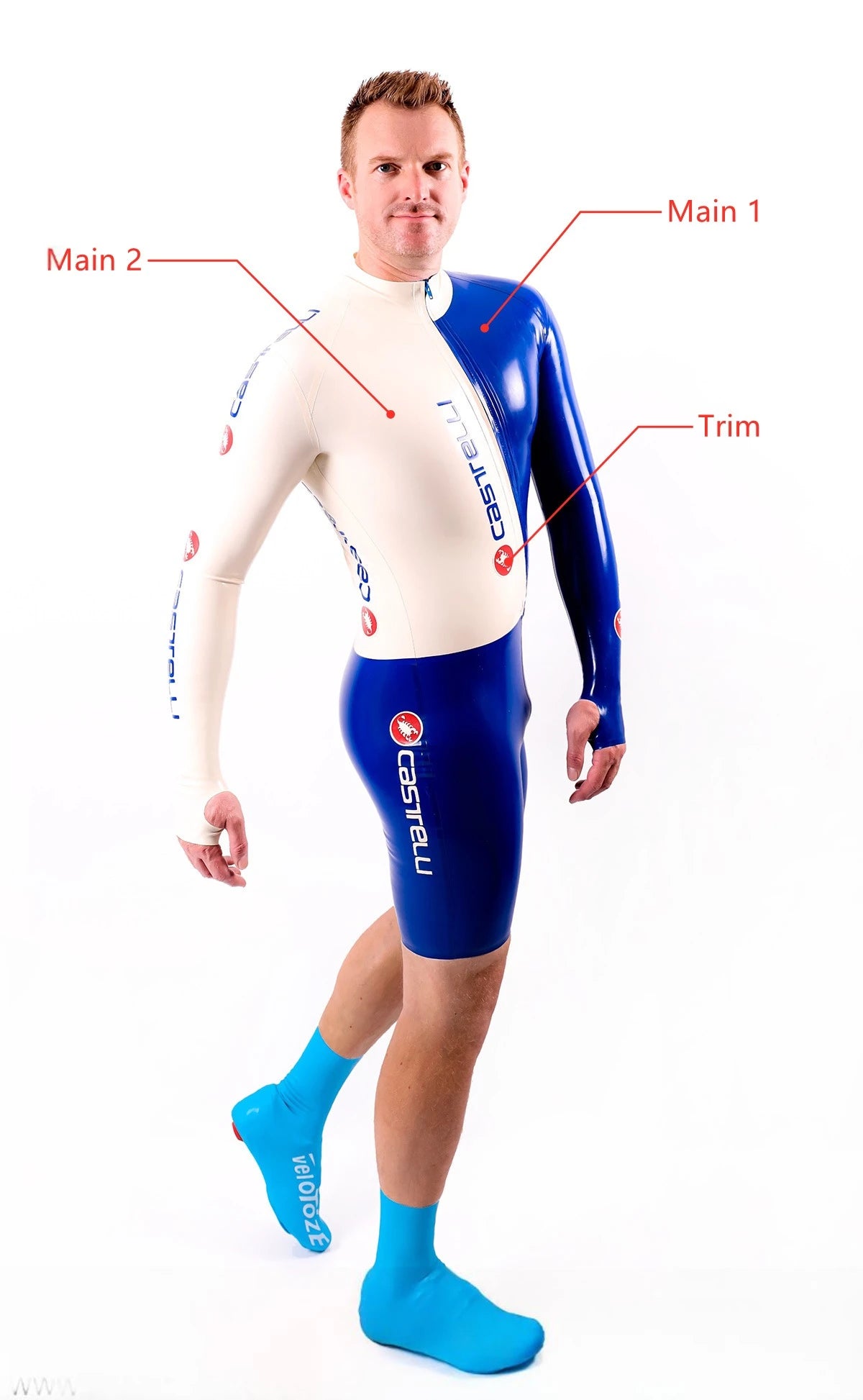 Royal Blue Male Italian Style Cycling Latex Suit