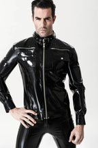 Black Male 'Kinky Kool' Zip Latex Jacket