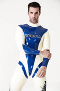 Royal Blue Male 'Kurina' Back Zipper Latex Catsuit