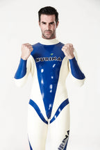 Royal Blue Male 'Kurina' Back Zipper Latex Catsuit