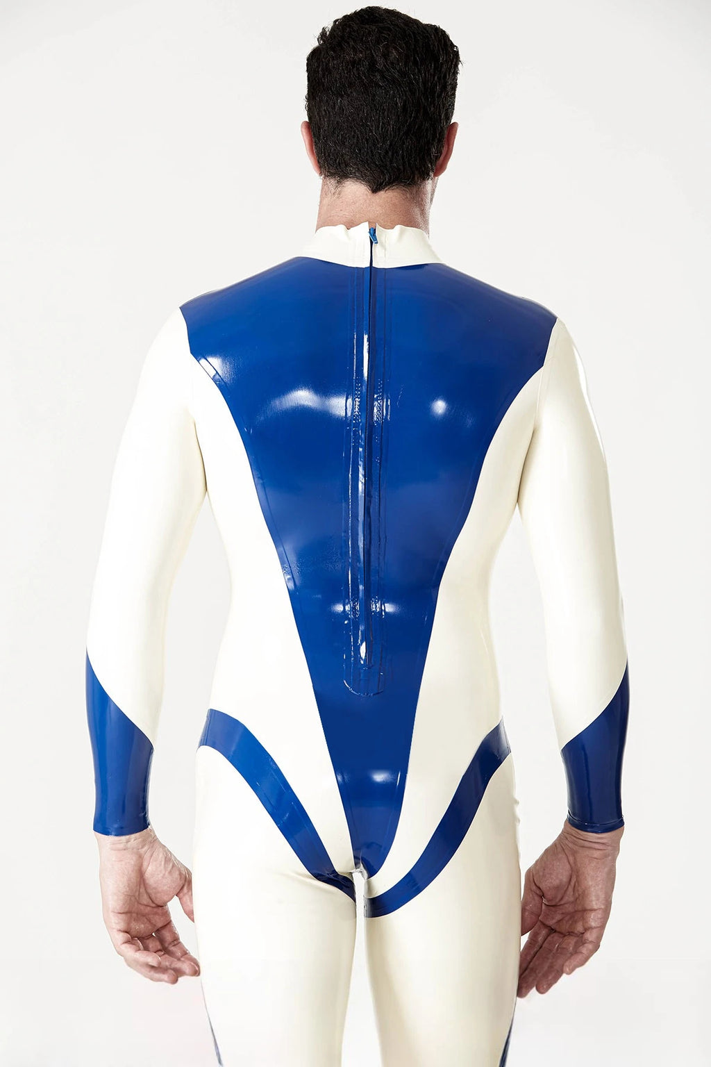 Royal Blue Male 'Kurina' Back Zipper Latex Catsuit
