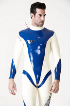 Royal Blue Male 'Kurina' Back Zipper Latex Catsuit