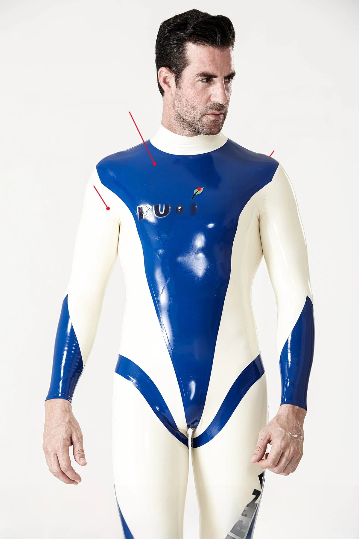 Royal Blue Male 'Kurina' Back Zipper Latex Catsuit
