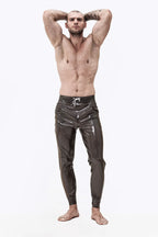 Male Latex Latex Drawstring Sports-Style Tracksuit Pants