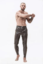 Male Latex Latex Drawstring Sports-Style Tracksuit Pants