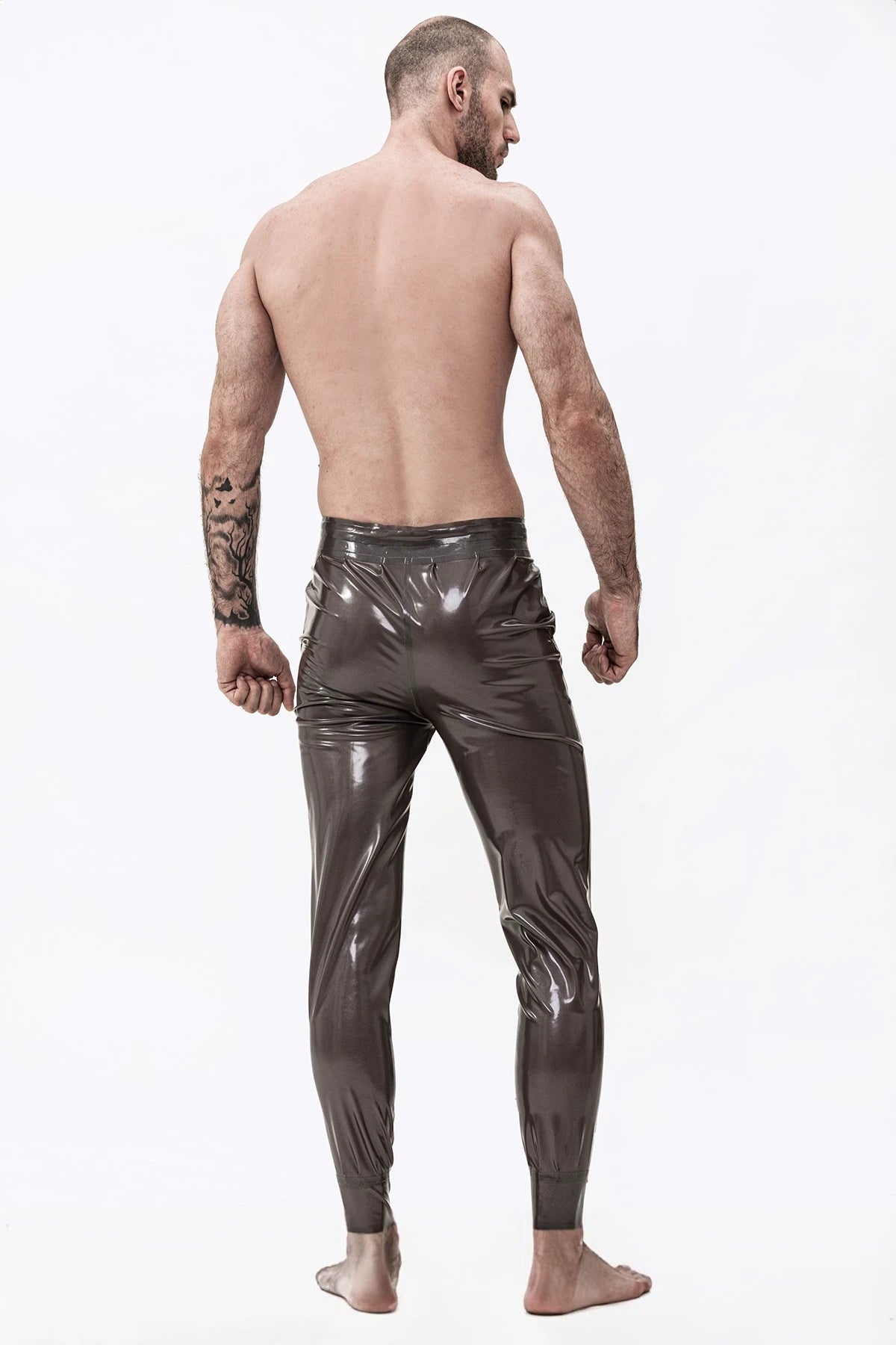 Male Latex Latex Drawstring Sports-Style Tracksuit Pants