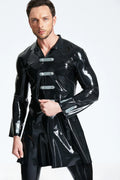 Black Male Military Three-Quarter Latex Coat