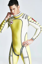 Yellow Male 'Moonstruck' Back Zipper Latex Catsuit