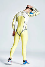 Yellow Male 'Moonstruck' Back Zipper Latex Catsuit