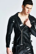 Black Male Moto Latex Jacket