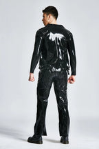 Black Male Moto Latex Jacket