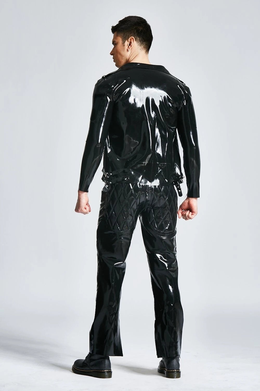 Black Male Moto Latex Jacket