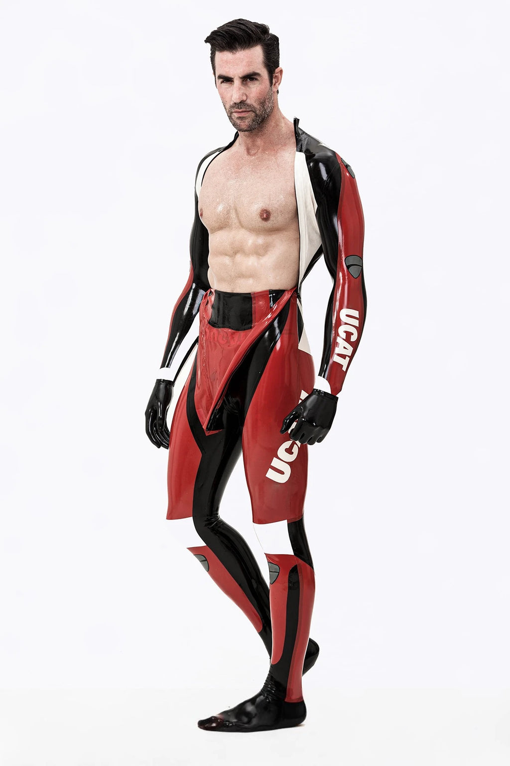 Red Male 'Moto-Pro' Latex Catsuit