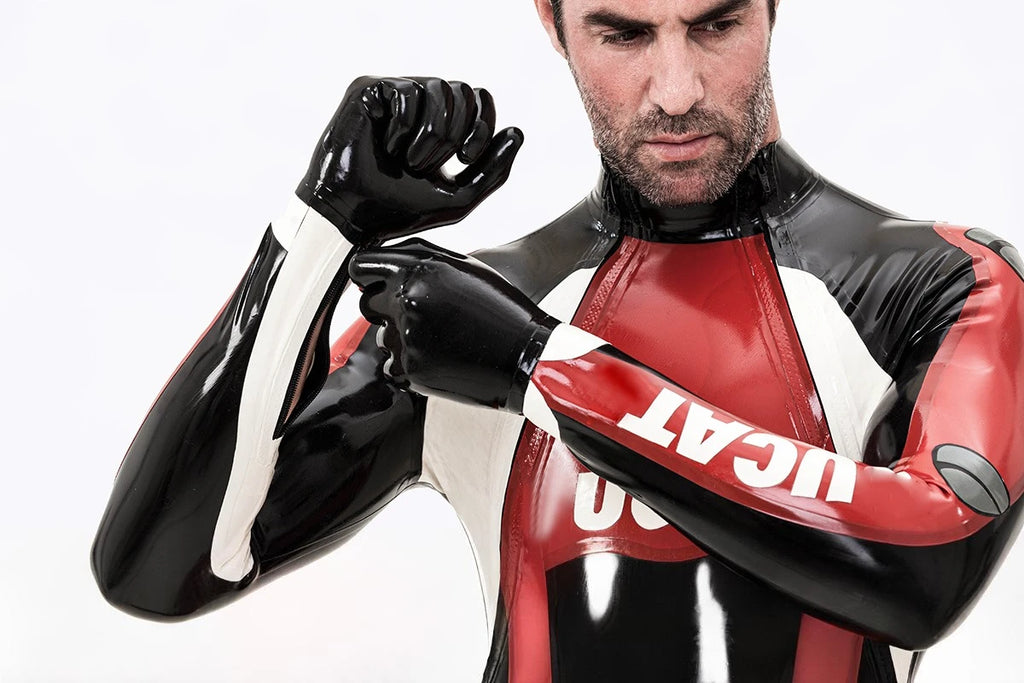 Red Male 'Moto-Pro' Latex Catsuit