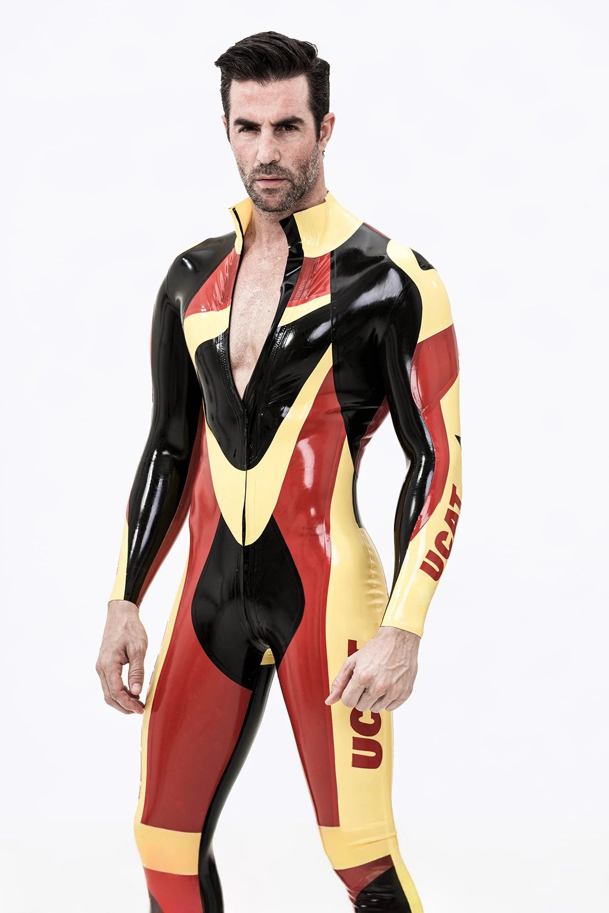 Red Male 'Moto-Pronto' Latex Catsuit