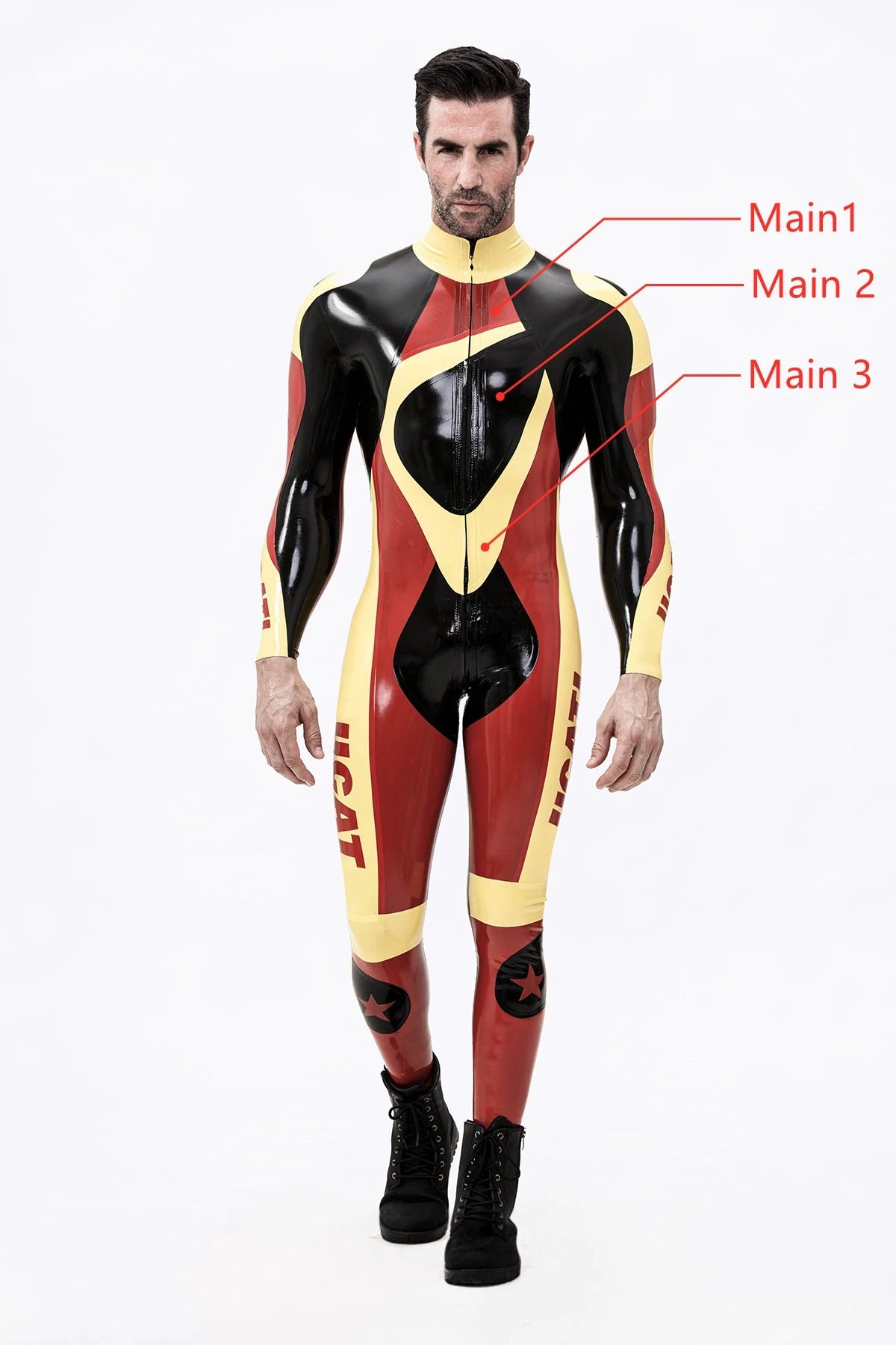 Red Male 'Moto-Pronto' Latex Catsuit