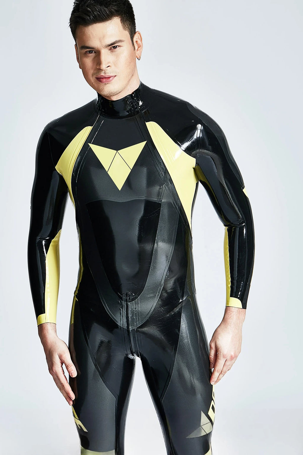 Black Male 'Moto-T-Age' Latex Catsuit