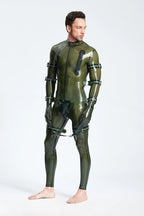 Translucent Olive Male Multi-Use Bondage Codpiece Latex Catsuit