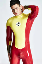 Yellow Male 'Navigator' Back Zipper Latex Catsuit