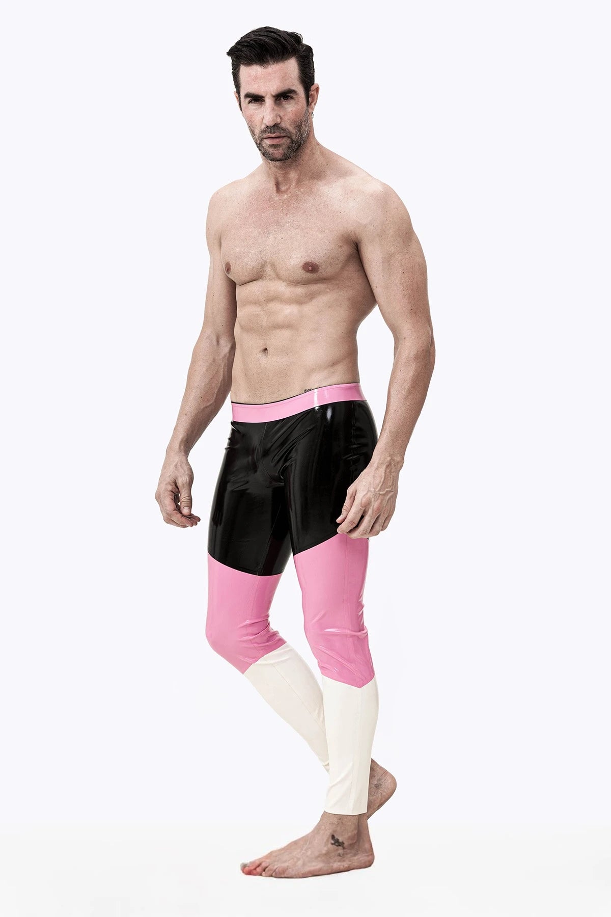 Black Male 'Neapolitan' Latex Leggings