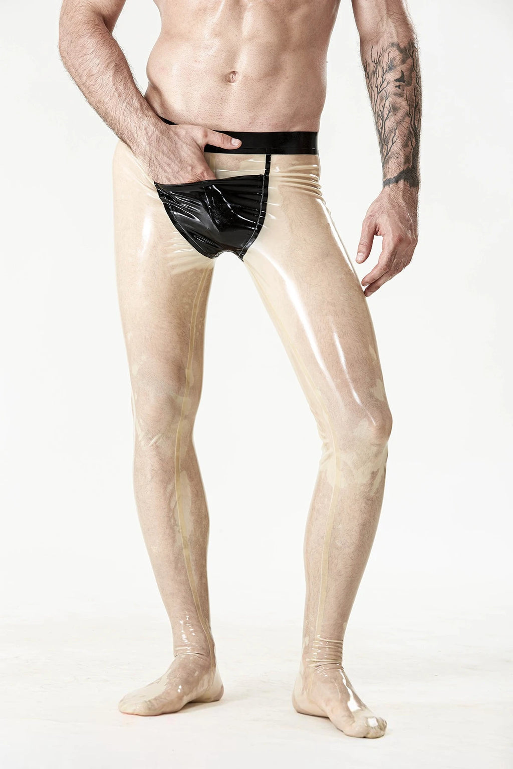 Male 'Pocket' Latex Leggings with Feet