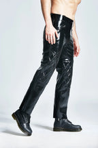 Black Male Latex Quilted Pattern Trousers