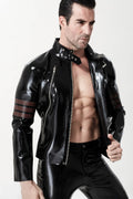 Black Male 'Rebel Rouser' Zipped Latex Jacket