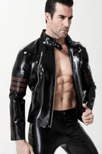 Black Male 'Rebel Rouser' Zipped Latex Jacket