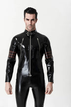 Black Male 'Rebel Rouser' Zipped Latex Jacket