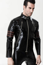 Black Male 'Rebel Rouser' Zipped Latex Jacket