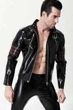 Black Male 'Rebel Rouser' Zipped Latex Jacket