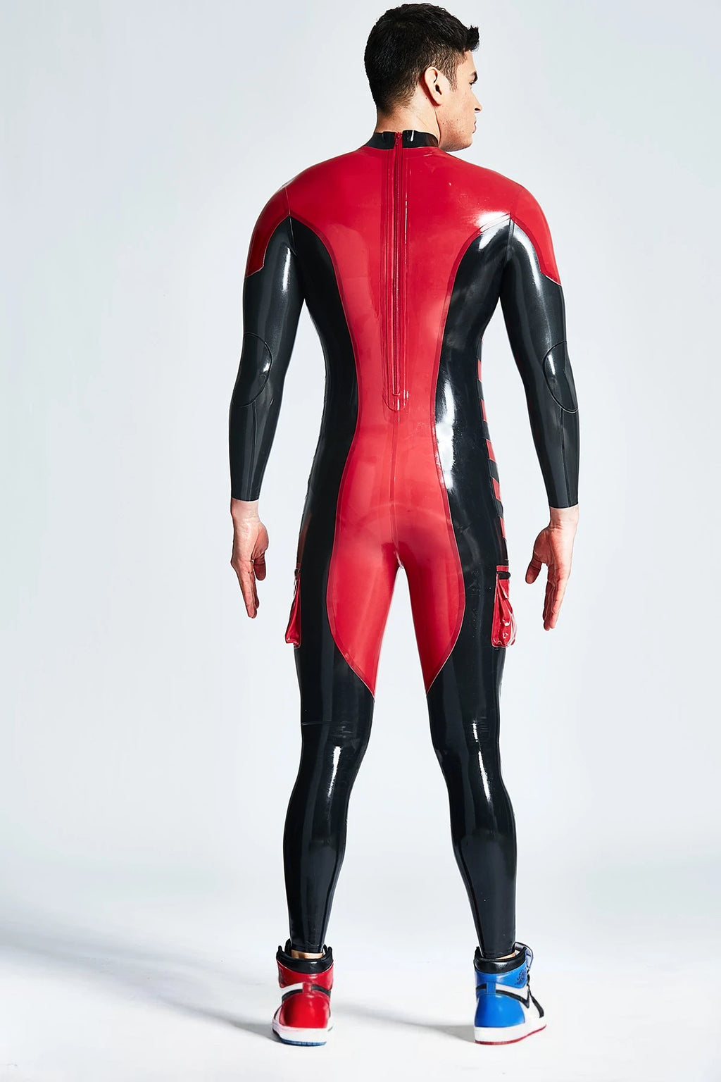 Red Male 'Safari Adventurer' Back Zipper Latex Catsuit