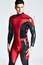 Red Male 'Safari Adventurer' Back Zipper Latex Catsuit