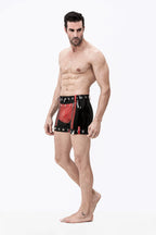 Black Male Latex Sailor-Front Zip Bondage Shorts