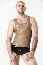 Translucent Grey Male Singlet Pattern Latex Leotard