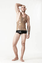 Translucent Grey Male Singlet Pattern Wrestling Latex Suit