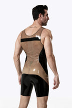 Translucent Grey Male Singlet-Style Latex Suit