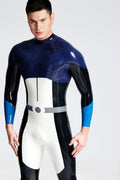 Dark Blue Male 'Skylar' Back Zipper Latex Catsuit