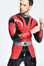 Red Male 'Space Force' Back Zip Latex Catsuit