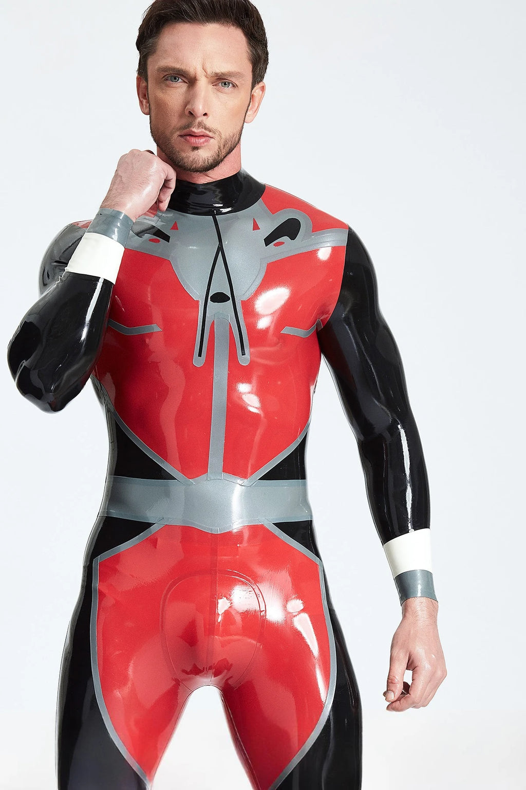 Red Male 'Space Traveller' Back Zip Latex Catsuit