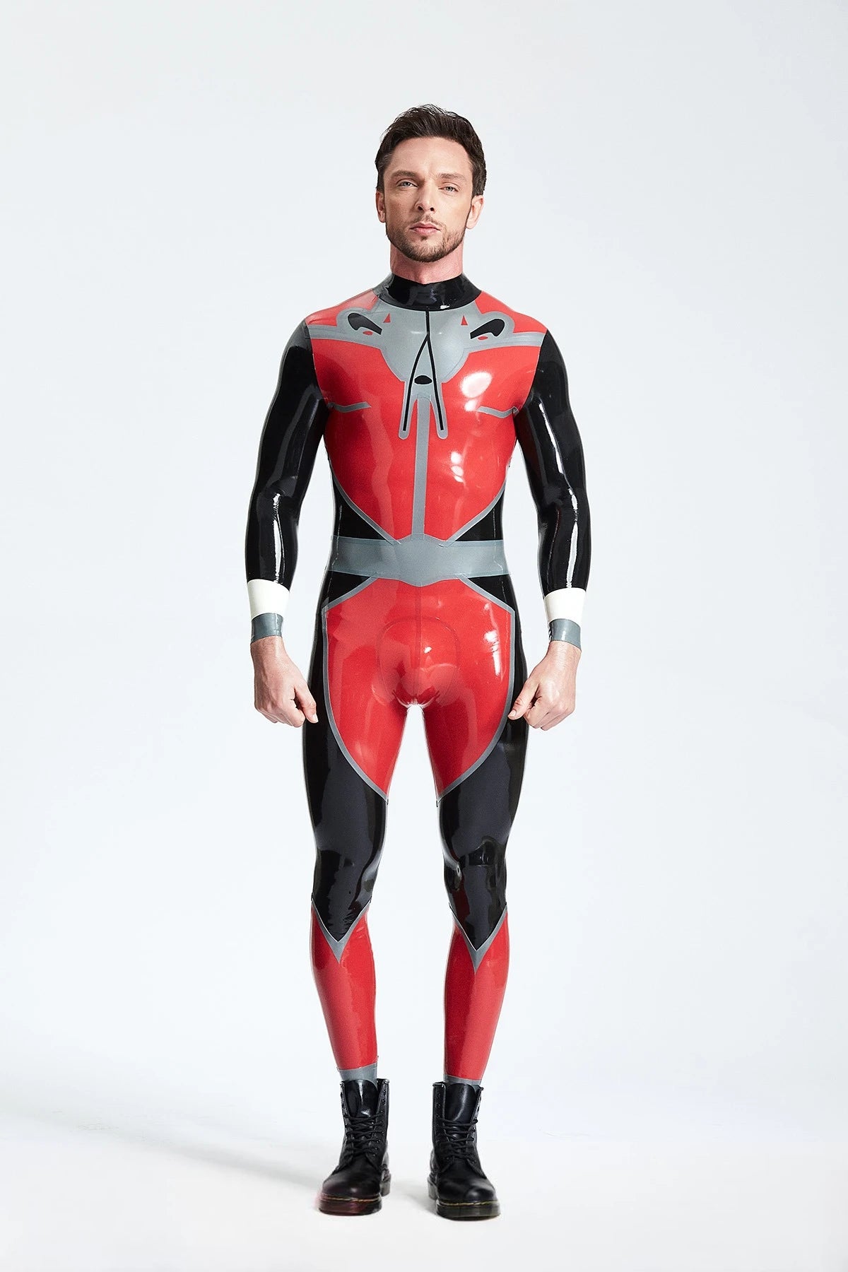 Red Male 'Space Traveller' Back Zip Latex Catsuit